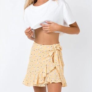 Yellow Floral Wrap Skirt